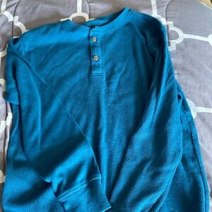 Turquoise blue waffle boys shirt